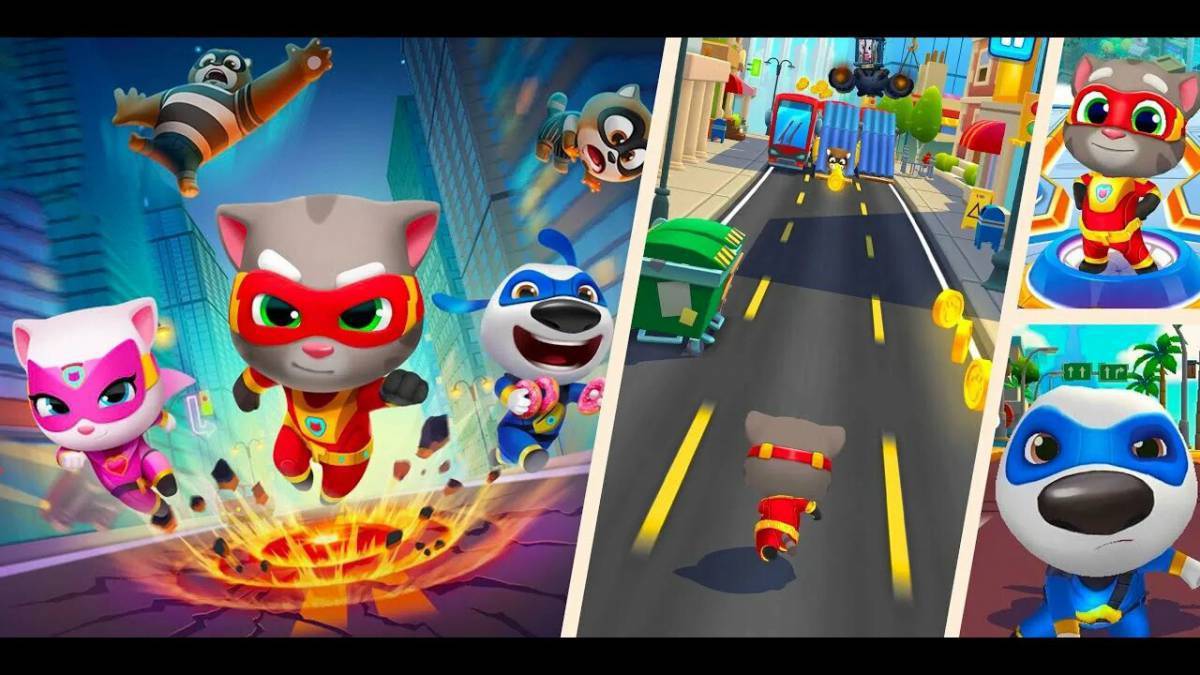 Говорящий том герой на русском языке. Talking Tom погоня героев. Talking Tom Hero Dash. Говорящий том погоня героев Анджела.