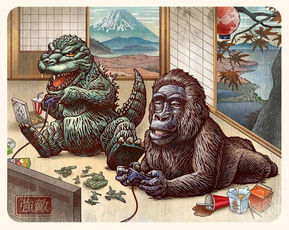 King x kong. Кинг Конг против Годзиллы. Годзилла против Конга. Годзилла против Кинг Конга. Кинг Конг против Годзиллы арт.