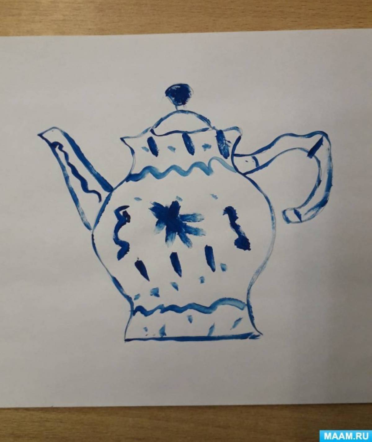 Гжель роспись для детей чайник #4