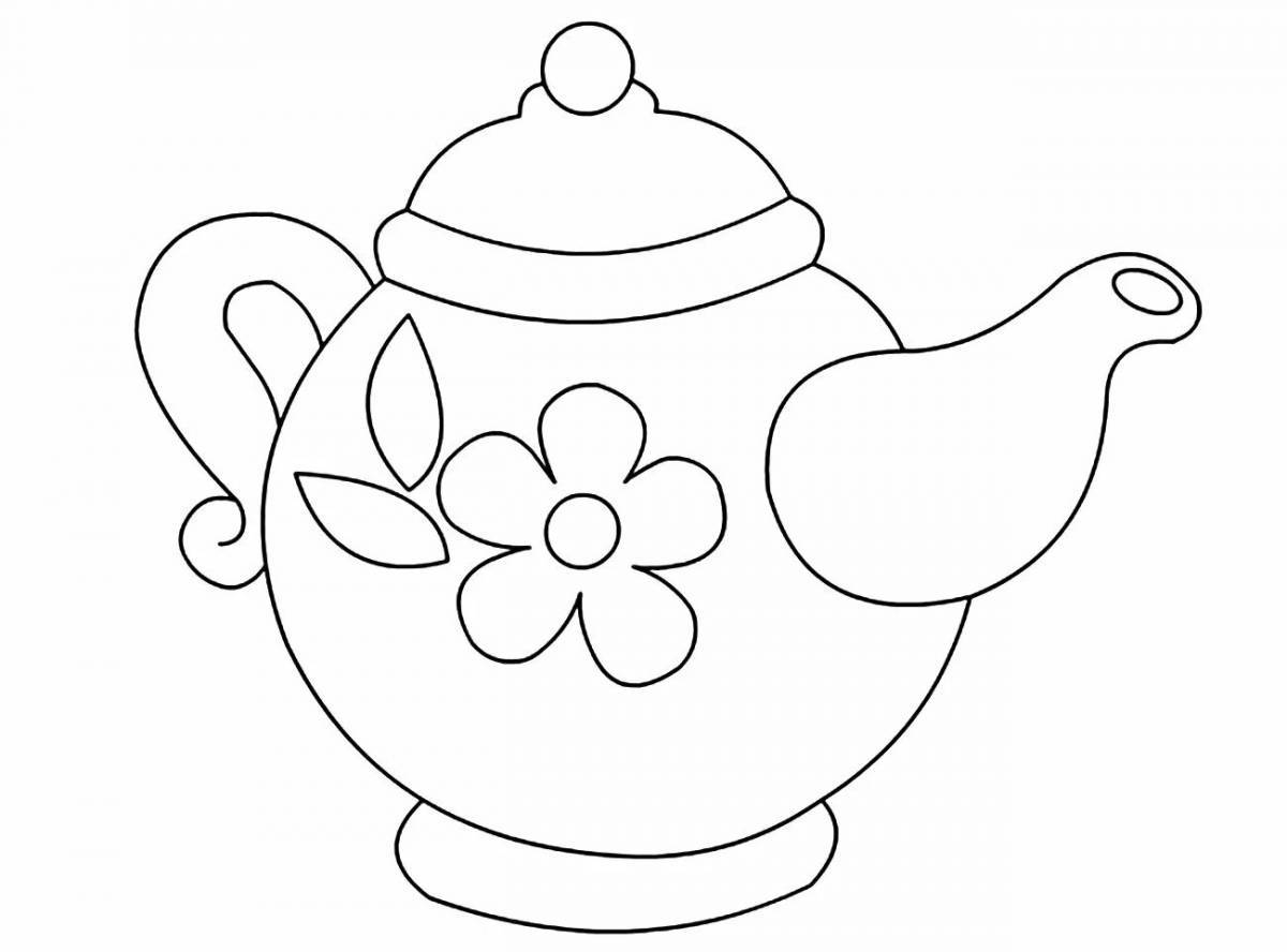 Гжель роспись для детей чайник #23