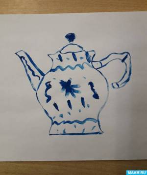 Раскраска гжель роспись для детей чайник #4 #249663