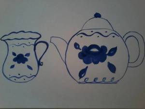 Раскраска гжель роспись для детей чайник #12 #249671