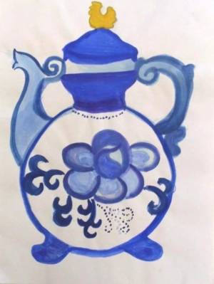 Раскраска гжель роспись для детей чайник #18 #249677