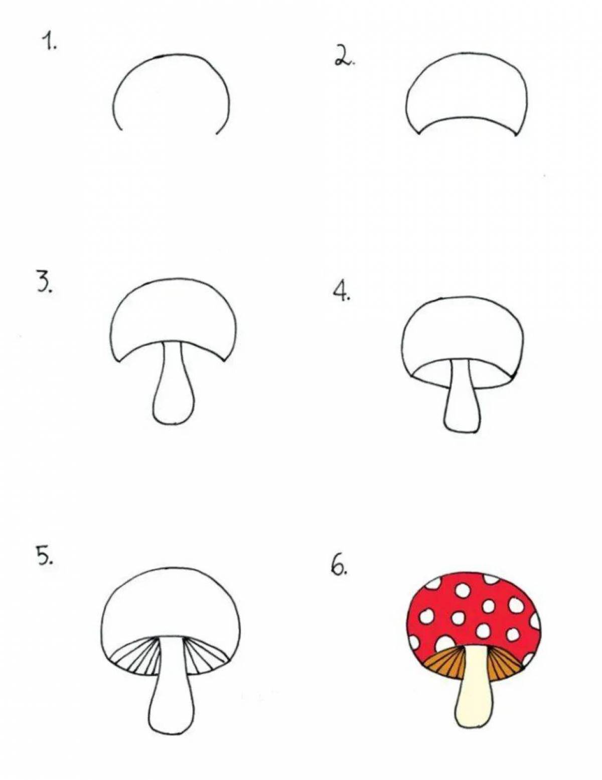 Рисунок гриба 5 класс. Поэтапное рисование гриба. Поэтапное рисование гриба для детей. Рисуем грибы поэтапно. Гроб нарисовать поэтапно.
