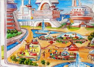 Раскраска город будущего для детей #11 #252843