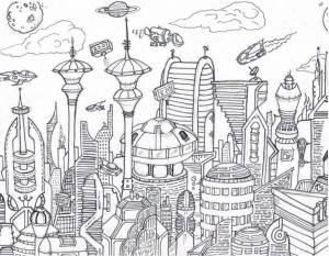 Раскраска город будущего рисунок #14 #252875