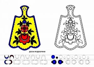 Раскраска городецкая роспись доска разделочная шаблон #2 #253354