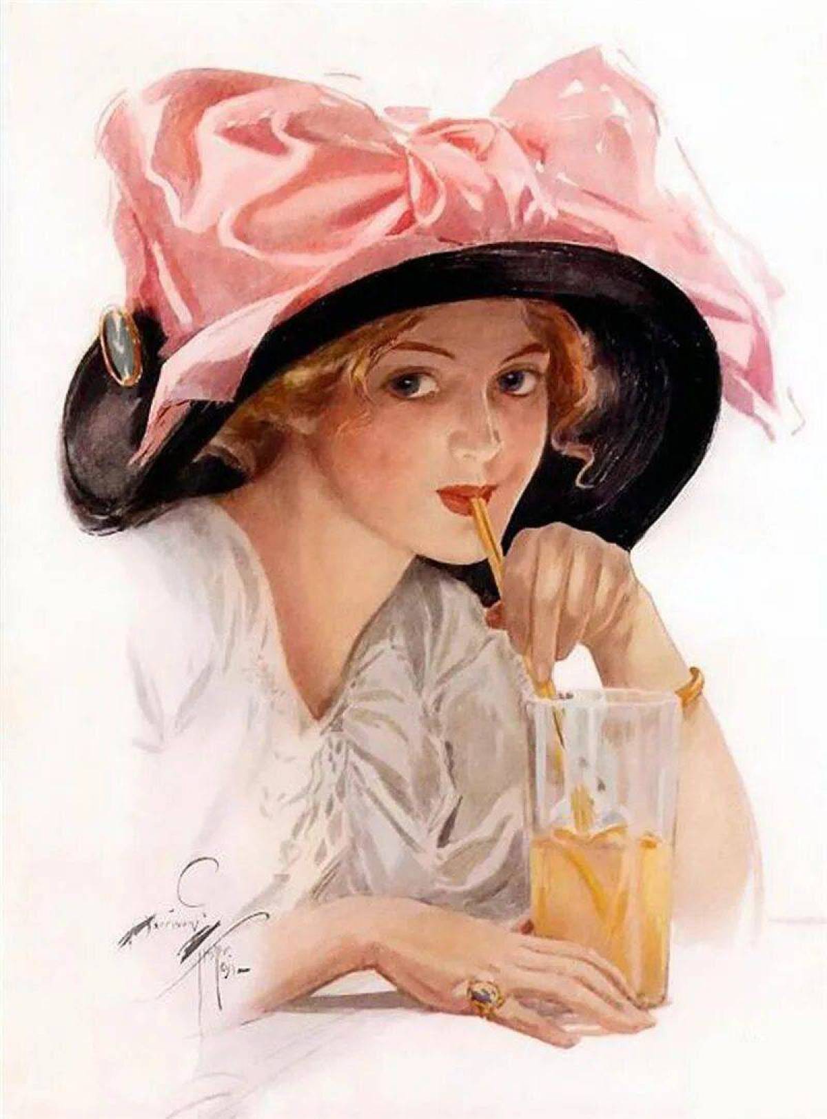 Очаровательная леди. Харрисон Фишер Винтаж леди. Харрисон Фишер художник. Харрисон Фишер (Harrison Fisher, 1875-1934). Харрисон Фишер дама в шляпке.