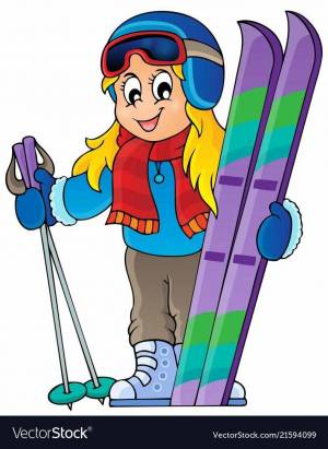 Раскраска девочка на лыжах #3 #259259
