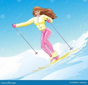 Раскраска девочка на лыжах #4 #259260