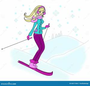 Раскраска девочка на лыжах #5 #259261