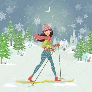 Раскраска девочка на лыжах #6 #259262