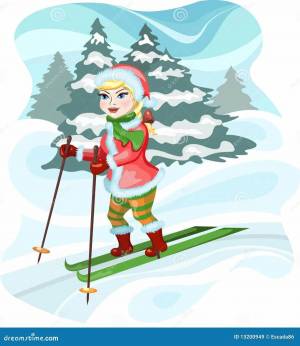 Раскраска девочка на лыжах #10 #259266