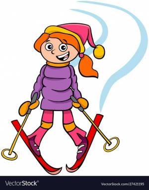 Раскраска девочка на лыжах #11 #259267