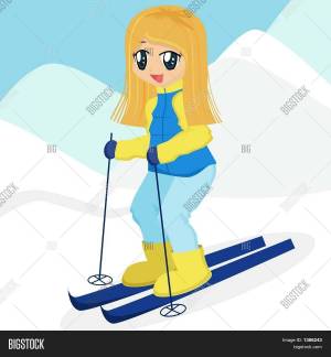 Раскраска девочка на лыжах #14 #259270