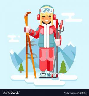 Раскраска девочка на лыжах #22 #259278