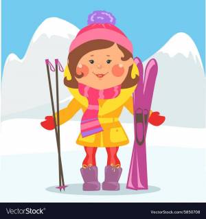 Раскраска девочка на лыжах #24 #259280