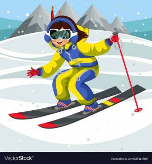 Раскраска девочка на лыжах #30 #259286