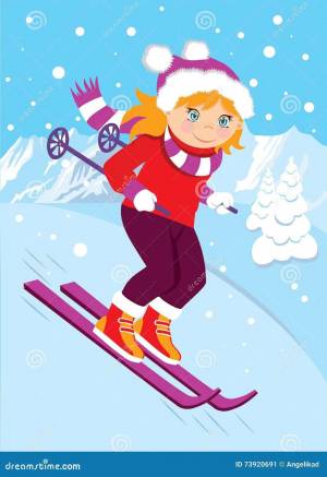 Раскраска девочка на лыжах #35 #259291