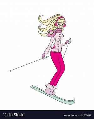 Раскраска девочка на лыжах #38 #259294