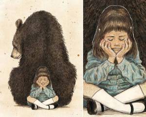 Раскраска девочка с медведем #24 #259488