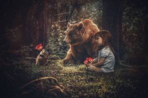 Раскраска девочка с медведем #26 #259490