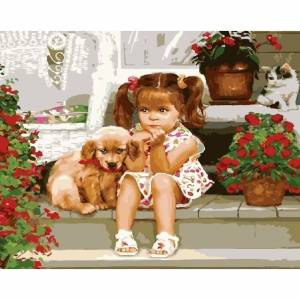 Раскраска девочка с собакой #3 #259506