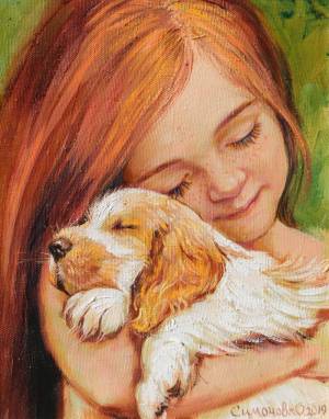 Раскраска девочка с собакой #16 #259519