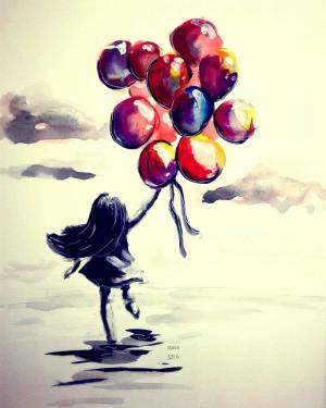 Раскраска девочка с шариками #4 #259573