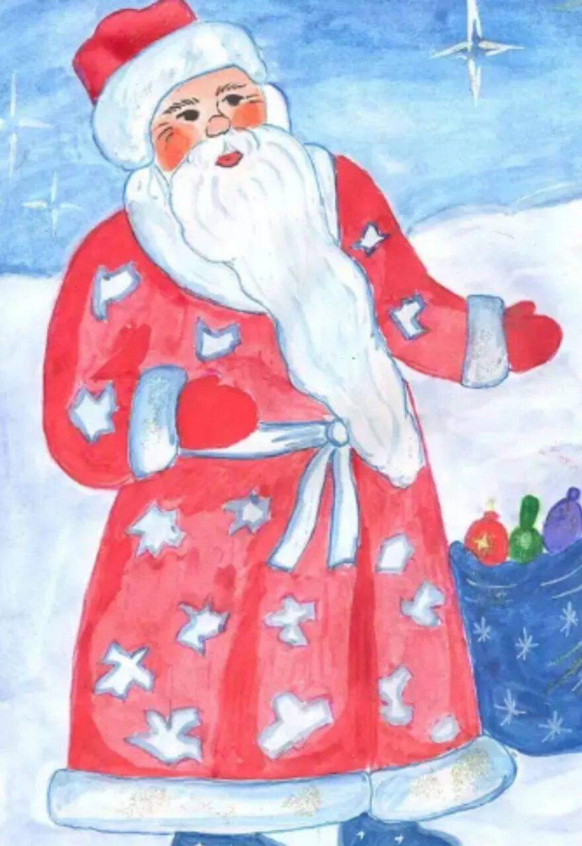 Деда мороза 2 класс. Дед Мороз рисунок. Рисование Деда Мороза. Дед Мороз детский рисунок. Портрет Деда Мороза.