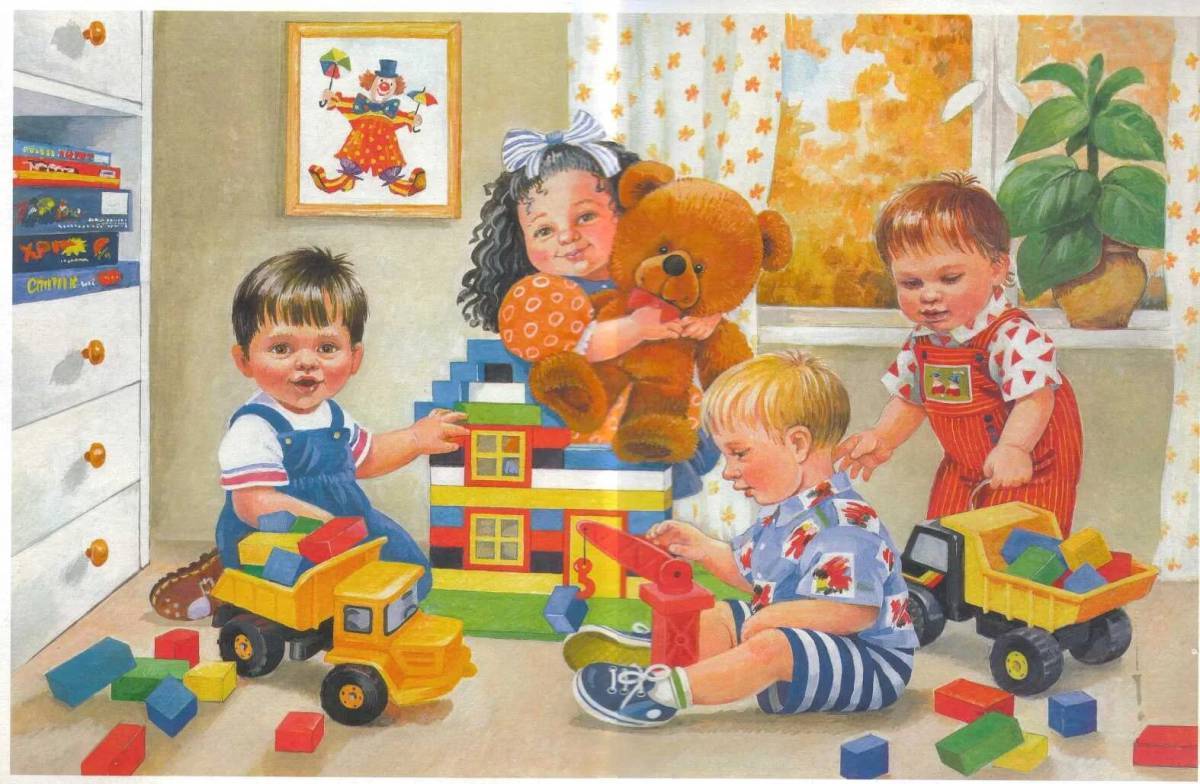 Картинка дети играют. Мы играем Автор е Батурина. Сюжетные игрушки в детском саду. Сюжетные игрушки для детей раннего возраста. Сюжетные картины для детского сада.