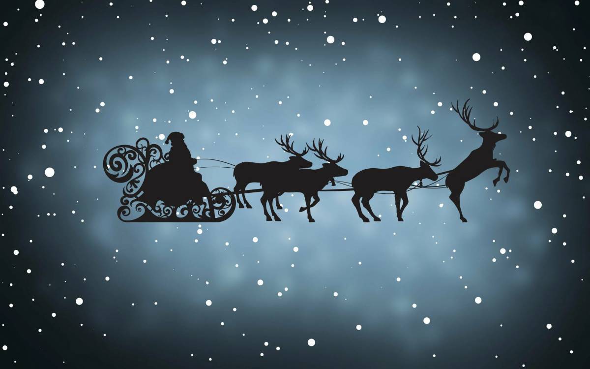 Дед мороз на санях с оленями #13