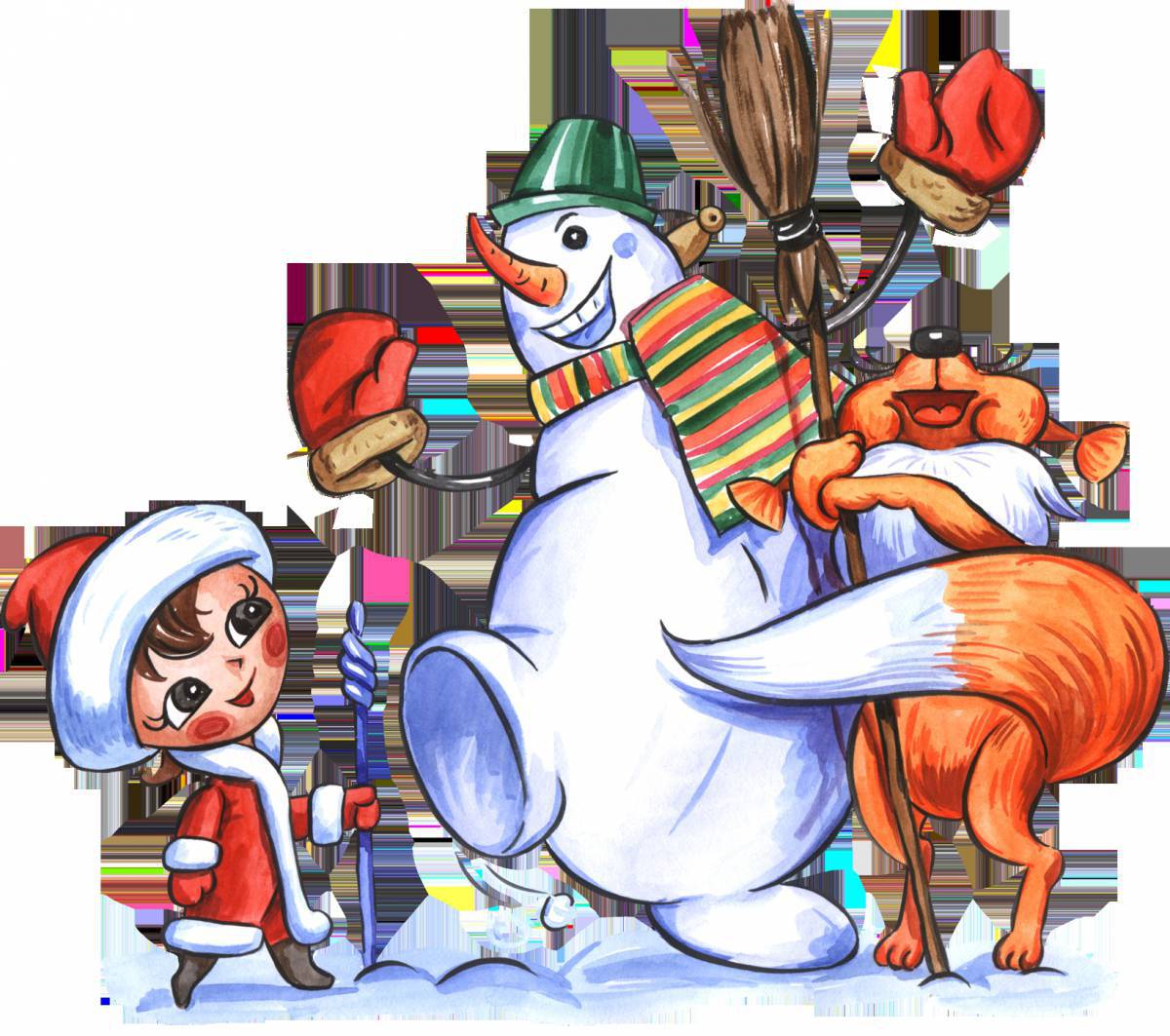 Дед мороз снегурочка и снеговик #19