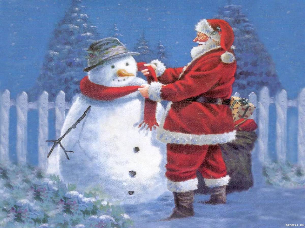 Дед мороз снегурочка и снеговик #32