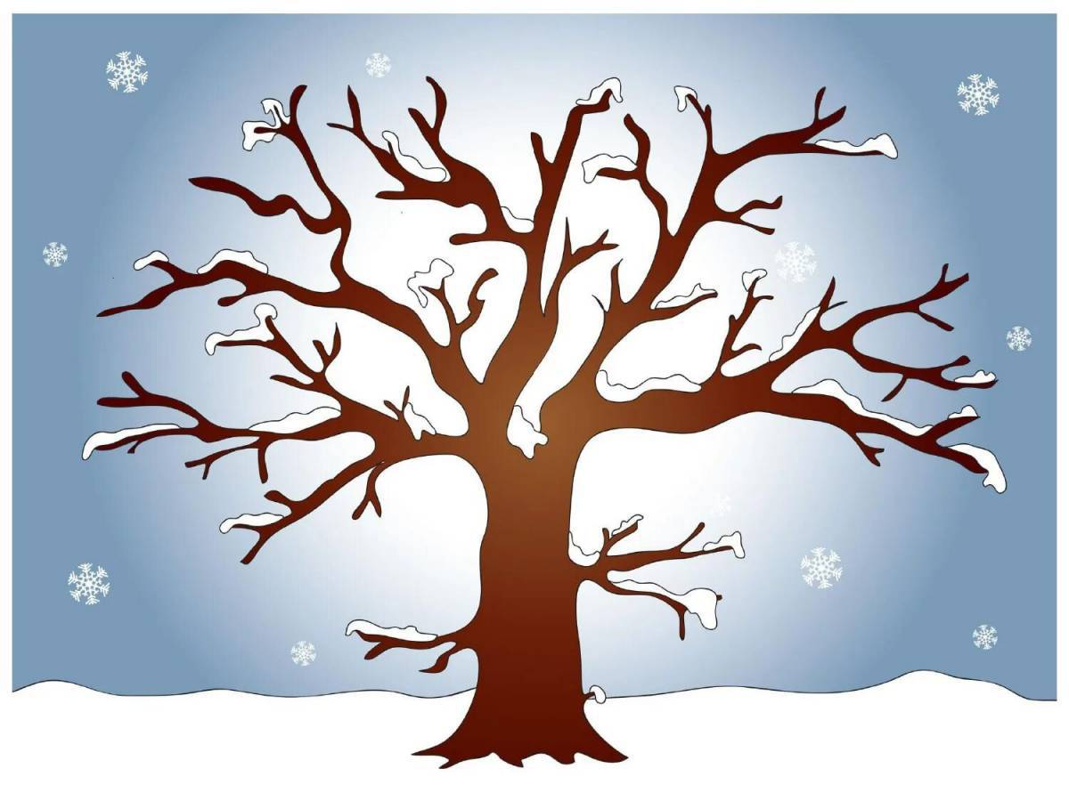 Дерево зимой для детей #14