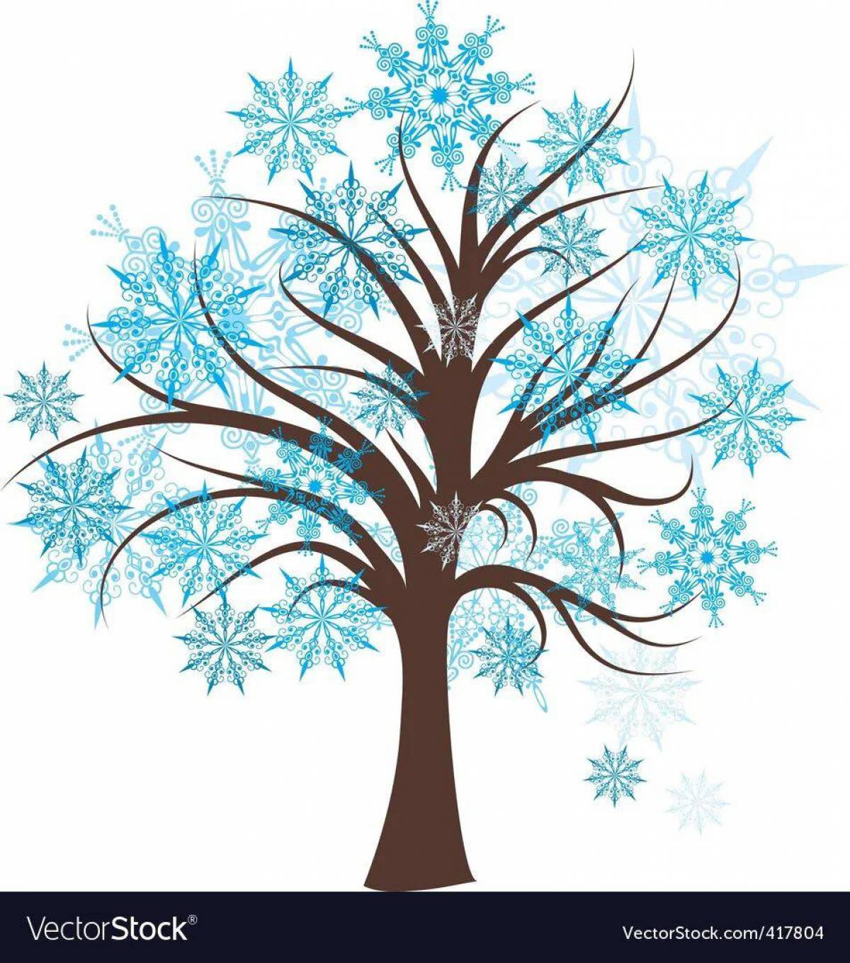 Дерево зимой для детей #20