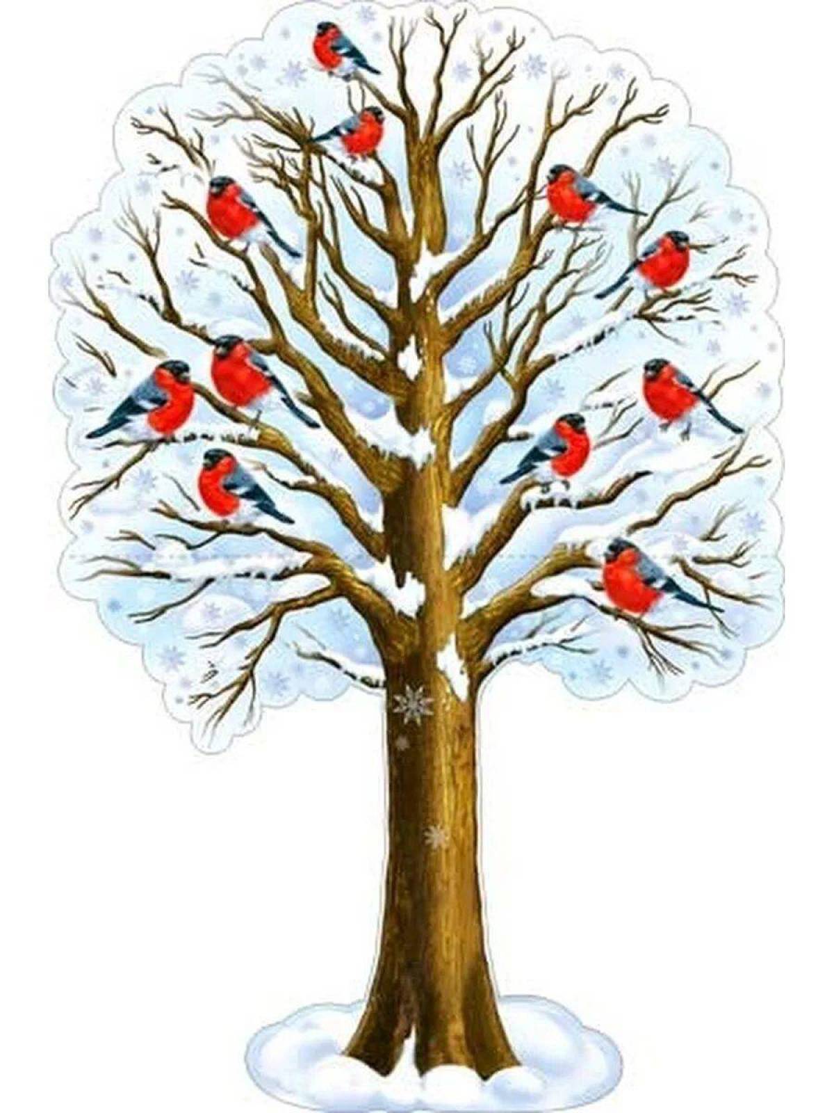 Дерево зимой для детей #22
