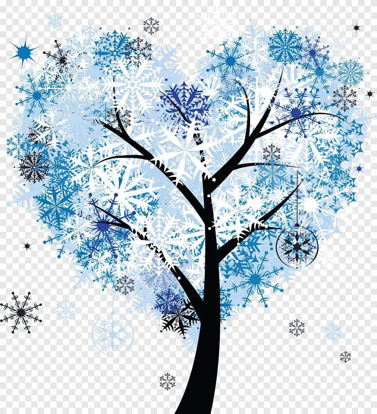 Дерево зимой для детей #30