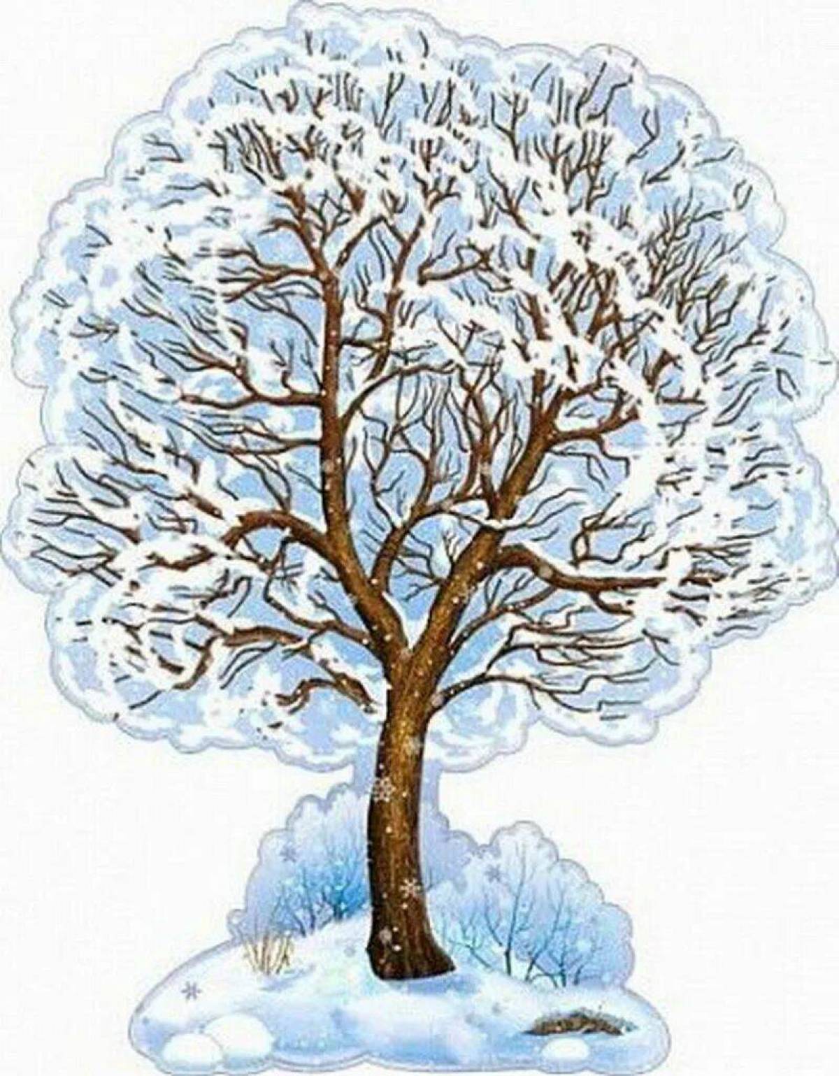 Дерево зимой для детей #31
