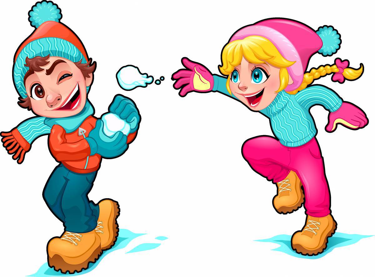 Дети играют в снежки #2