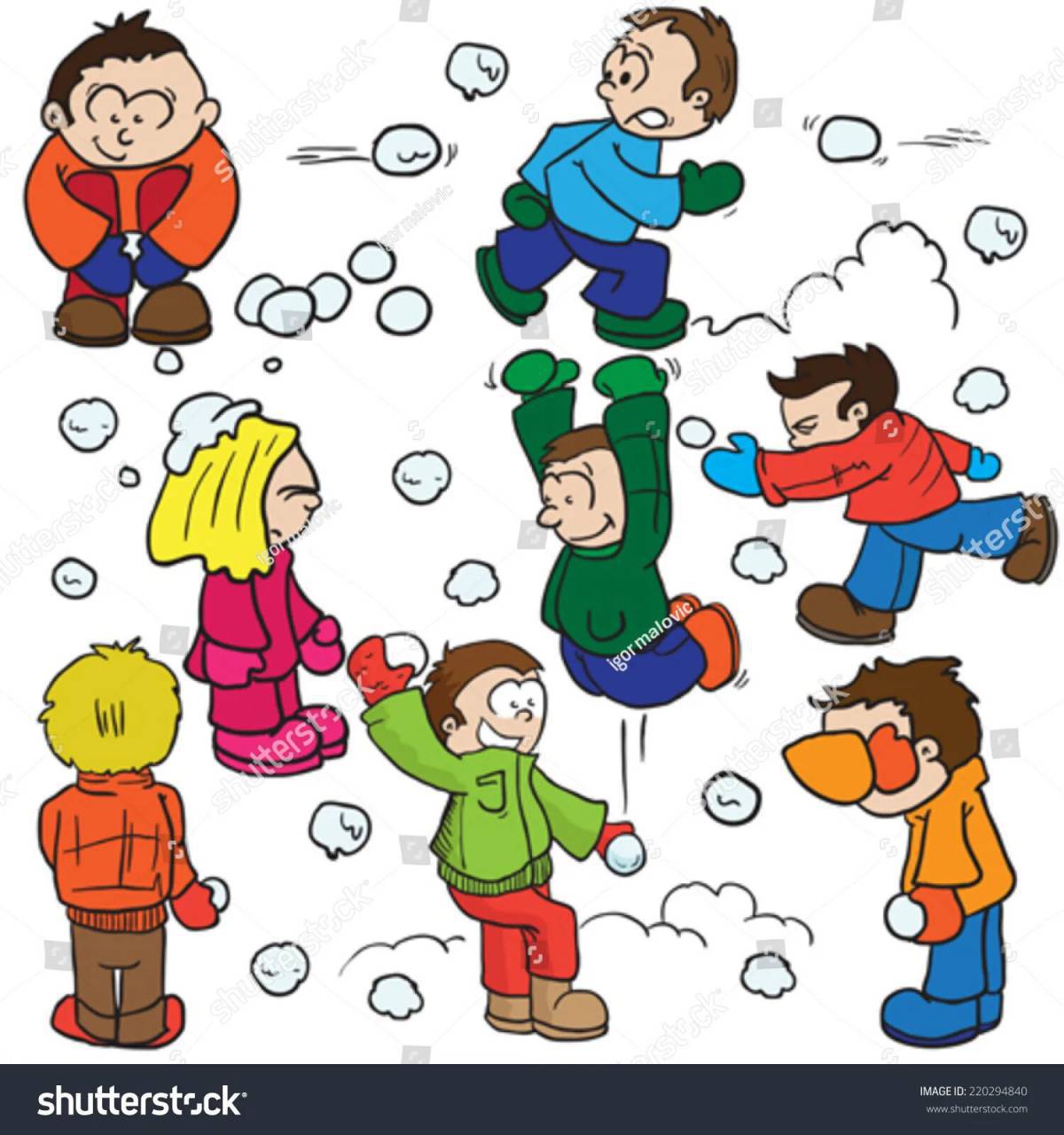 Дети играют в снежки #5
