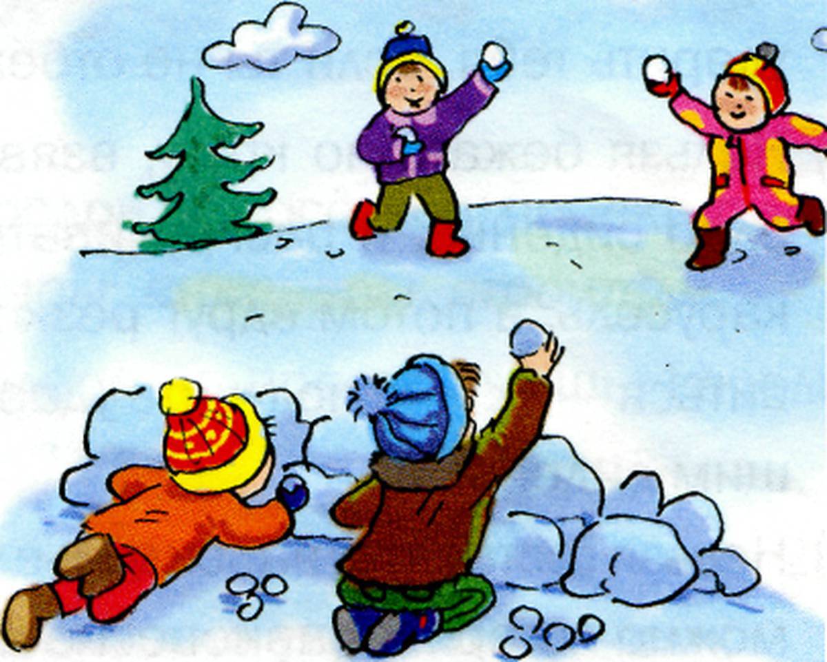Дети играют в снежки #13