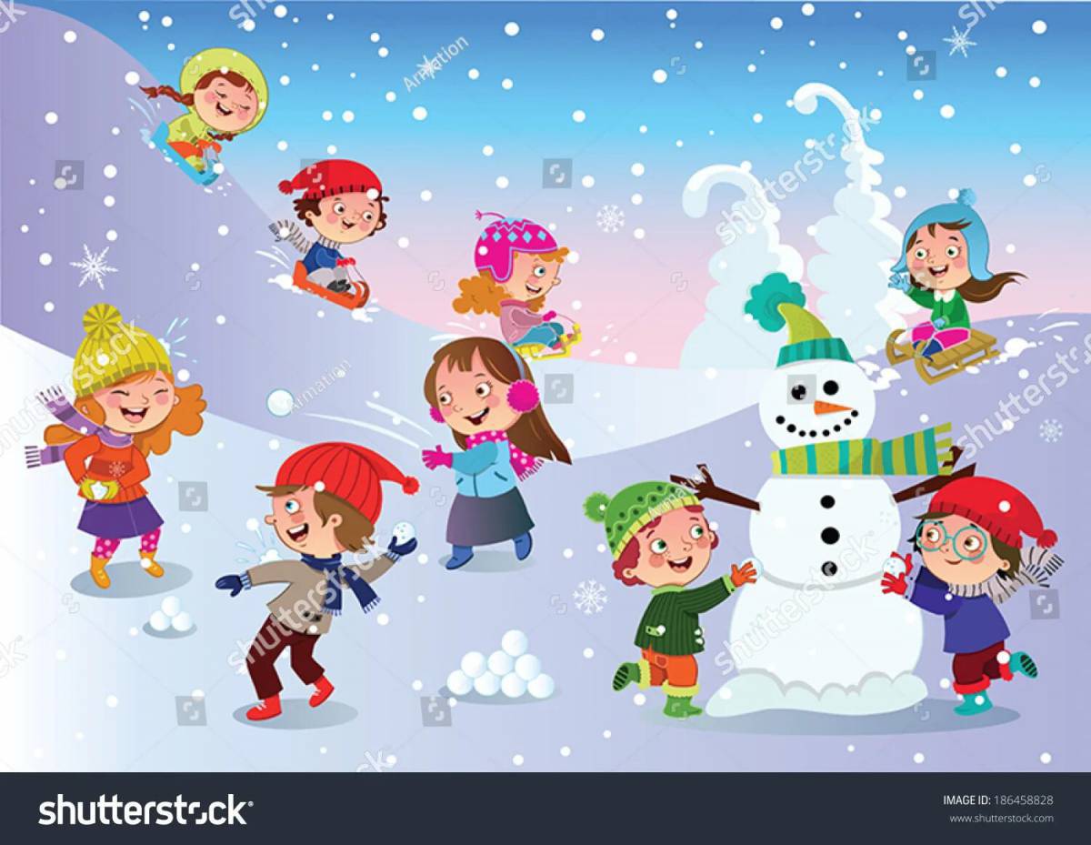 Дети играют в снежки #15