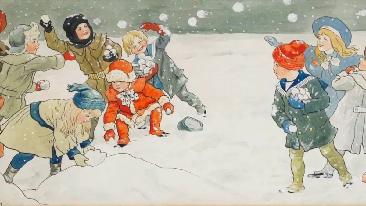 Дети играют в снежки #21