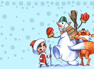 Раскраска дед мороз и снеговик #25 #261002
