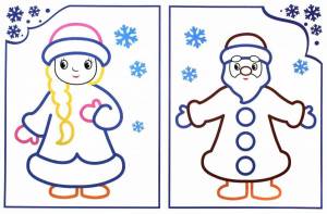 Раскраска дед мороз и снегурочка для детей 3 4 лет #9 #261025
