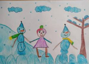 Раскраска дети гуляют зимой на участке #33 #263838