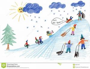 Раскраска дети гуляют зимой на участке рисование старшая группа #7 #263851