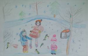 Раскраска дети гуляют зимой на участке рисование старшая группа #15 #263859