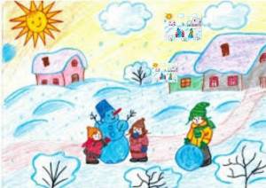 Раскраска дети гуляют зимой на участке рисование старшая группа #26 #263870